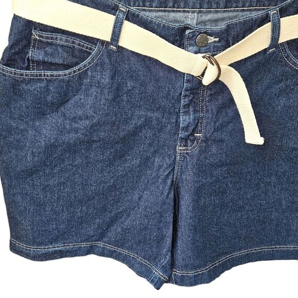 RYDERS BY LEE Plus Size Dark Blue Belted Jeans Shorts SIZE 18W - Picture 7 of 14